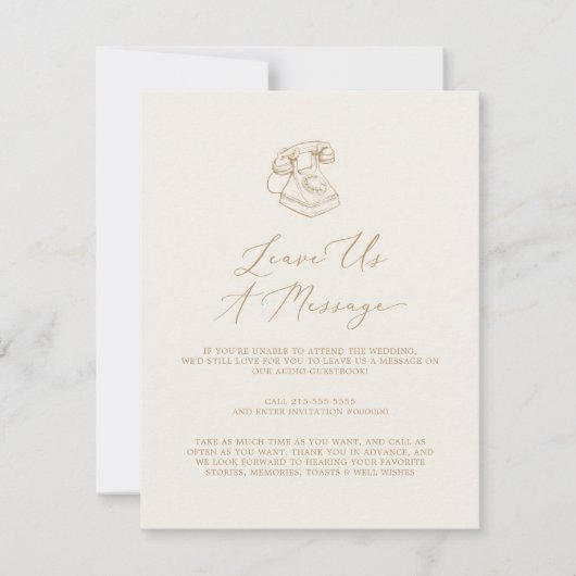 Delicate Gold Cream Wedding Audio Gastboek Kaart (Voorkant)