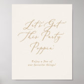 Delicate Gold Cream Wedding Favorieten 'Party Popp Poster (Voorkant)
