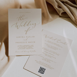 Delicate Gold Cream Weekend Evenementen QR Code Br Kaart