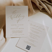 Delicate Gold Cream Weekend Evenementen QR Code Br Kaart