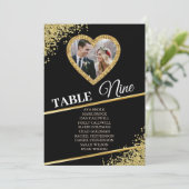 Delicate Gold Elegant Photo Seating Chart Kaart (Staand voorkant)