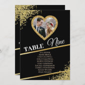 Delicate Gold Elegant Photo Seating Chart Kaart (Voorkant / Achterkant)