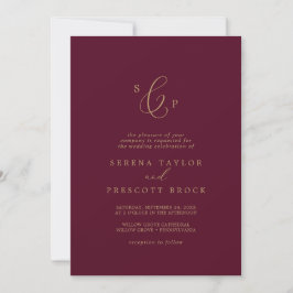 Delicate Gold- en Bourgogne-monogram Kaart