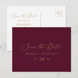 Delicate Gold en Bourgogne Save the Date Briefkaar Uitnodiging Briefkaart