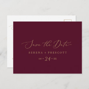 Delicate Gold en Bourgogne Save the Date Briefkaar Uitnodiging Briefkaart