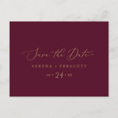 Delicate Gold en Bourgogne Save the Date Briefkaar Uitnodiging Briefkaart (Voorkant)