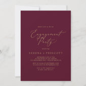 Delicate Gold en Burgundy Engagement Party Kaart (Voorkant)
