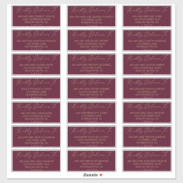 Delicate Gold- en Burgundy Guest-Adresetiketten Sticker