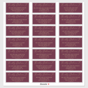 Delicate Gold- en Burgundy Guest-Adresetiketten Sticker
