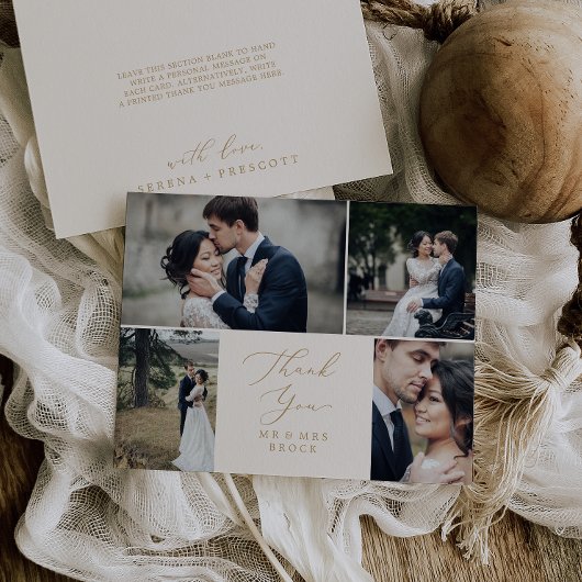 Delicate Gold en Cream 4-fotosjabloon Bedankt