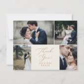 Delicate Gold en Cream 4-fotosjabloon Bedankt (Voorkant)