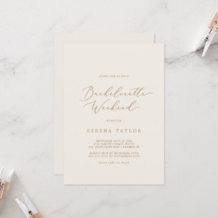 Delicate Gold en Cream Bachelorette Weekend Kaart