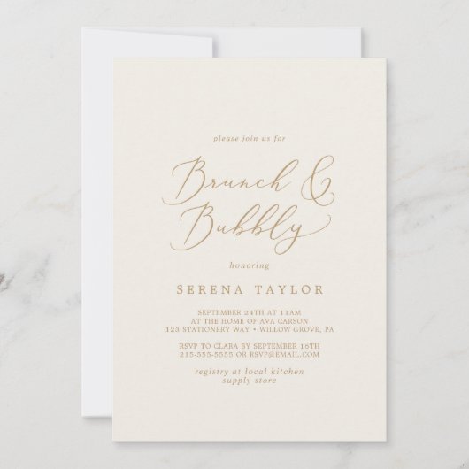 Delicate Gold en Cream Brunch en Bubble Kaart (Voorkant)