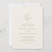 Delicate Gold en Cream Formal Monogram Weddenschap Kaart (Voorkant)