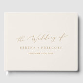 Delicate Gold- en Cream-monogram Ruwelijk Gastenboek (Voorkant)