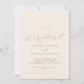 Delicate Gold- en Cream-monogram Ruwelijk Kaart (Voorkant)