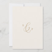 Delicate Gold- en Cream-monogram Ruwelijk Kaart (Achterkant)