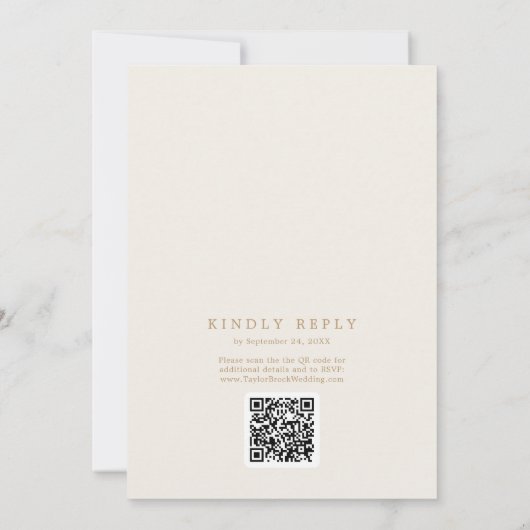 Delicate Gold en Cream QR Code Terug Bruiloft Kaart (Achterkant)