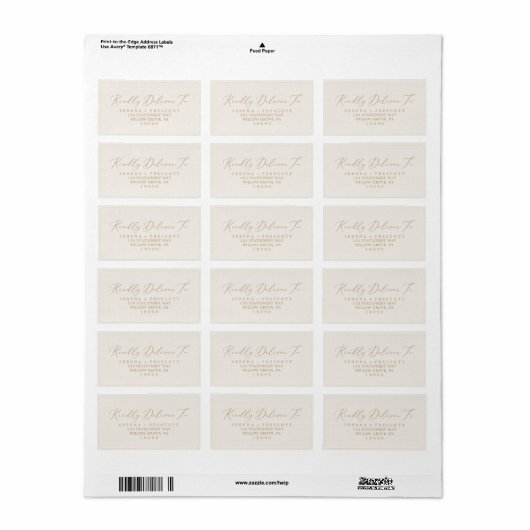 Delicate Gold- en Cream RSVP-Adresetiketten Etiket (Full Sheet)
