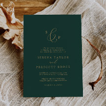 Delicate Gold en Green Formal Monogram Weddenschap