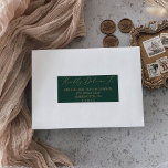 Delicate Gold- en Green Guest-Adresetiketten Sticker<br><div class="desc">Deze delicate adresetiketten voor goud en groene bruiloft zijn perfect voor een moderne bruiloft. Het romantische minimalistische design is voorzien van een mooie en elegante gouden gouden champagne-typografie op een groene achtergrond met een schone en eenvoudige look. Pas elk etiket met de naam en het adres van uw gasten aan....</div>