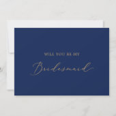 Delicate Gold en Navy Bridesmaid-voorstel Kaart (Voorkant)