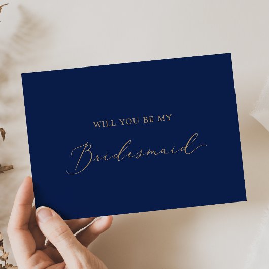 Delicate Gold en Navy Bridesmaid-voorstel Kaart