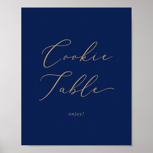 Delicate Gold en Navy Cookie Table Poster (Voorkant)