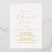 Delicate Gold Foil Calligraphy Rehearsal Dinner Folie Uitnodiging (Voorkant)