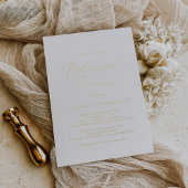 Delicate Gold Foil Calligraphy Rehearsal Dinner Folie Uitnodiging