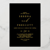 Delicate Gold Foil | Casual zwart huwelijk Folie Uitnodiging (Voorkant)