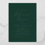 Delicate Gold Foil | Emerald Rehearsal Dinner Folie Uitnodiging<br><div class="desc">Deze delicate gouden folie is een uitnodigende repetitie voor een moderne trouwrepetitie. Het romantische minimalistische design is uitgerust met een mooie en elegante luxe drukpers van gouden folie met een schone en eenvoudige look.</div>