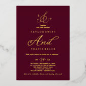 Delicate Gold Foil Formal Monogram Weddenschap Folie Uitnodiging (Voorkant)