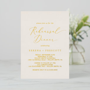 Delicate Gold Foil Ivory Rehearsal Dinner Folie Uitnodiging