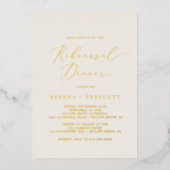 Delicate Gold Foil | Ivory Rehearsal Dinner Folie Uitnodiging (Voorkant)