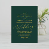 Delicate Gold Foil-kalligrafie | Emerald Wedding Folie Uitnodiging (Staand Voorkant)
