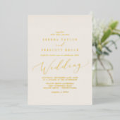Delicate Gold Foil-kalligrafie | Ivory Wedding Folie Uitnodiging (Staand Voorkant)