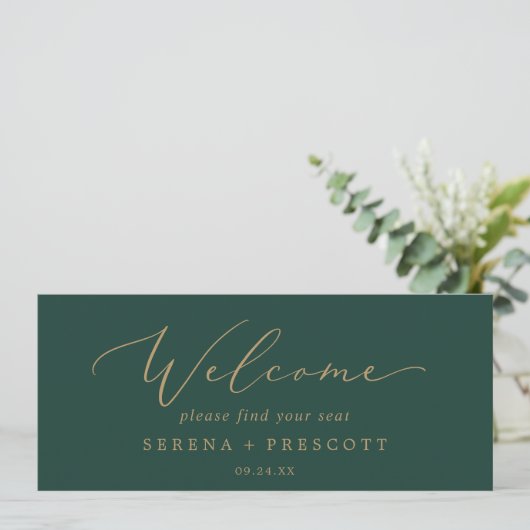 Delicate Gold Green Hanging Seating Chart Header (Staand voorkant)