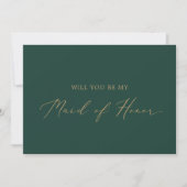 Delicate Gold Green Maid of Honor proposal Kaart (Voorkant)