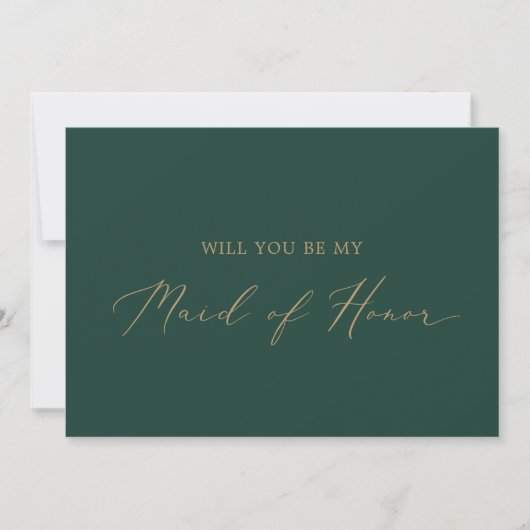 Delicate Gold Green Maid of Honor proposal Kaart (Voorkant)