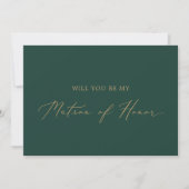 Delicate Gold Green Matron of Honor proposal Kaart (Voorkant)