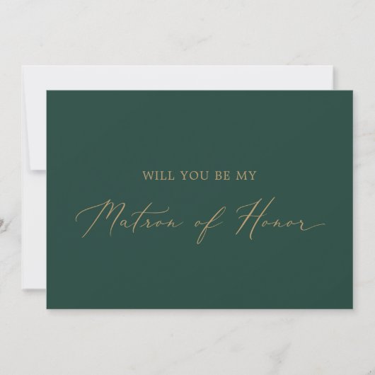 Delicate Gold Green Matron of Honor proposal Kaart (Voorkant)