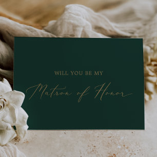 Delicate Gold Green Matron of Honor proposal Kaart