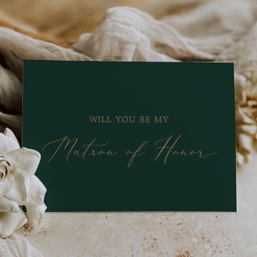 Delicate Gold Green Matron of Honor proposal Kaart