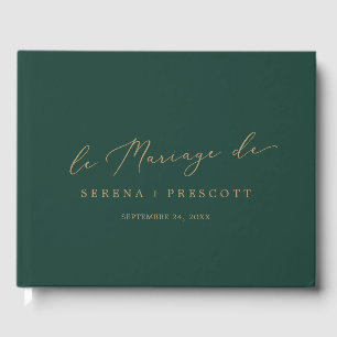 Delicate Gold Groene Monogram Terug Le Mariage De Gastenboek