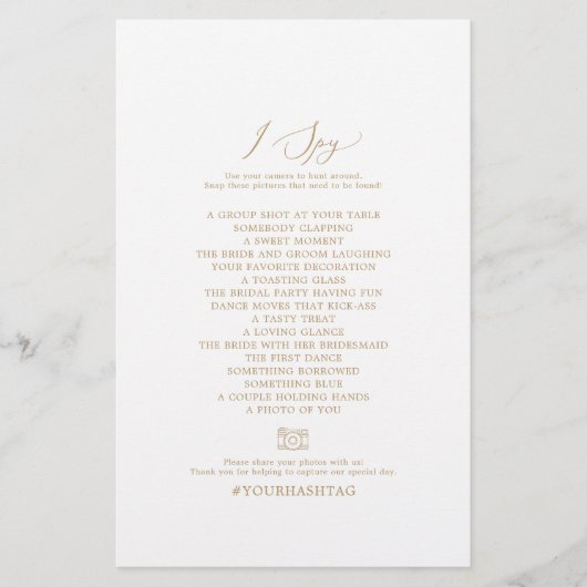 Delicate Gold I Spy Photo Scavenger Hunt Game Flyer (Voorkant)