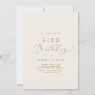 Delicate Gold-kalligrafie   30e verjaardag van crè Kaart