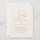 Delicate Gold-kalligrafie | Baby shower van Cream Kaart (Voorkant)