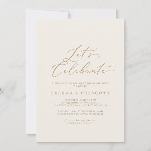 Delicate Gold-kalligrafie | Celebrate van Cream Le Kaart (Voorkant)