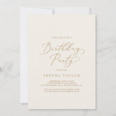 Delicate Gold-kalligrafie | Cream Birthday Party Kaart (Voorkant)